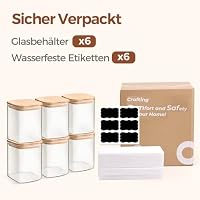 ComSaf Vorratsgläser, Glasbehälter mit Deckel, Vorratsdosen Glas 800 ml×6, Vorratsglas mit Holzdeckel Luftdicht für Küchenaufbewahrung, Müslibox, Kitchen Storage, Organisation, Müsli – Ansicht 8