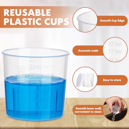Gobelets gradués en plastique de 30 ml transparents à couvercle pour mélanges de précision - 4
