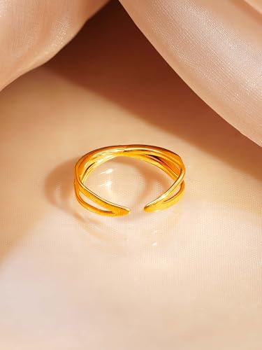 Image of 18K Gold Plated Statement Ring for Women | Stylish Classy Rings | Waterproof and Anti Tarnish Jewellery | Rakhi Gift for Sister | Gifts for Women | 1 Year Warranty*