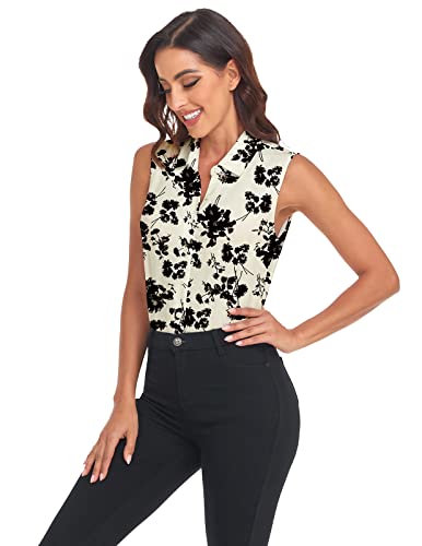 Soneven Womens Sleeveless Button Down Shirts Printed Golf Polo Shirts Business Casual Work Blouse Tops3