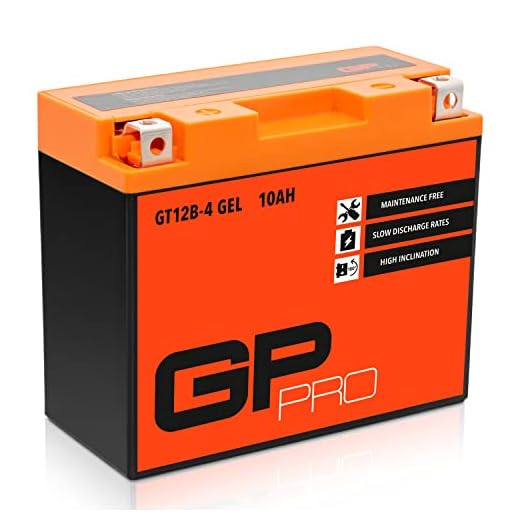 GP-PRO GT12B-4 - Batería de arranque para motos, 12V, 10Ah, parecido a YT12B-4 / YT12B-BS, sin necesidad de mantenimiento