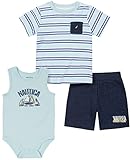 Nautica Baby Girls 3 Pieces Tee, Bodysuits Short And Toddler Layette Set, Plume, 3-6 Months US