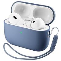 ORNARTO Cover per AirPods Pro 3 (2025), Custodia Compatibile con AirPods 3 Gen in Silicone Liquido Premium (Interno Rigido Indeformabile),con Cordino e Strumento di Rimozione,Blu Grigio