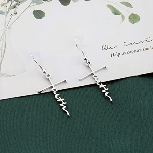 FAADBUK Faith Cross Earrings Christian Jewelry Hope Blessed Fearless Pary Pendant Earrings Religious Inspirational Jewelry2