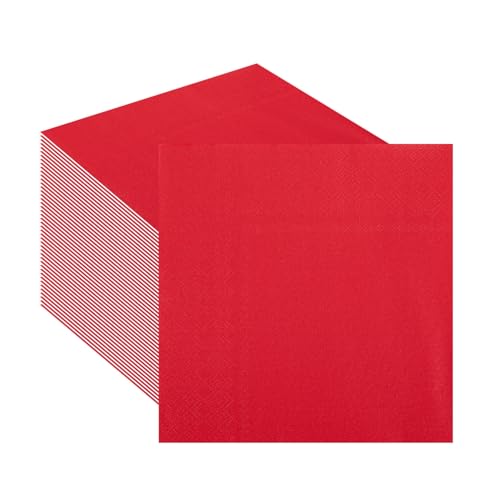 CEILIWEN 60 servilletas de papel rojo de 33 x 33 cm, servilletas de cóctel, servilletas de papel de color sólido para bodas, Navidad, fiestas de cumpleaños, decoración de mesa (rojo)