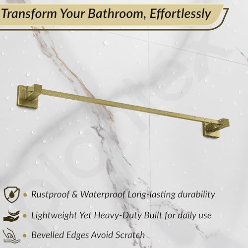 Image of Plantex 24 Inch Single Towel Rod for Bathroom /Stainless Steel Towel Hanger /Towel Bar Holder /Towel Stand /Bathroom Accessories - Pack of 1, Aqua (Brass Antique)