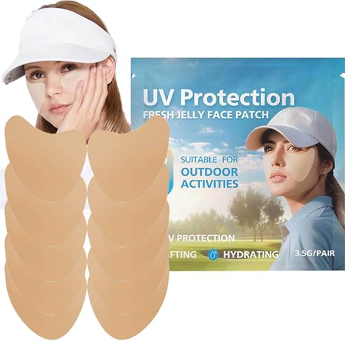 Golf Sun Face Patch, 5 Pares de Parches Faciales de Protección Solar, Protección UV al Aire Libre, Parches Faciales Transparentes Portátiles, Parches de Gel Bajo los Ojos para Pescar Golfistas