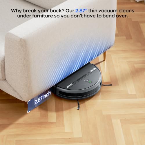 Image of MANVN Robot Vacuum and Mop Combo for Pet Hair, Robotic Vacuum for Hard Floors and Carpets, 2.87'' Ultra-Slim, with 3D Obstacle Avoidance, Wi-Fi /App /Voice Controlled, Self-Charging