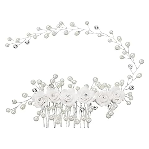 1 Stück Brautschmuck Hochzeit Haarspangen Blumen Brautperlen Haarspangen Damen und Mädchen Haarschmuck Cover