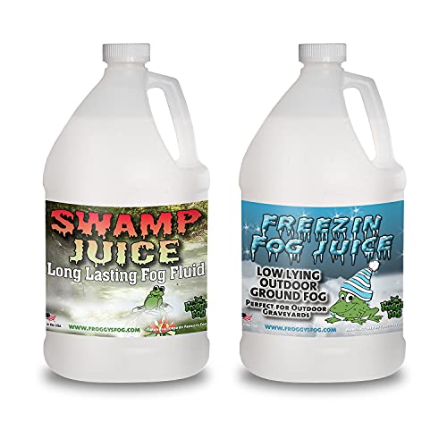 Froggys Fog -Swamp Juice and Freeezin Fog Fluid Combo - 2 Gallons - Long-Lasting Fog and Low-Lying Fog Combo