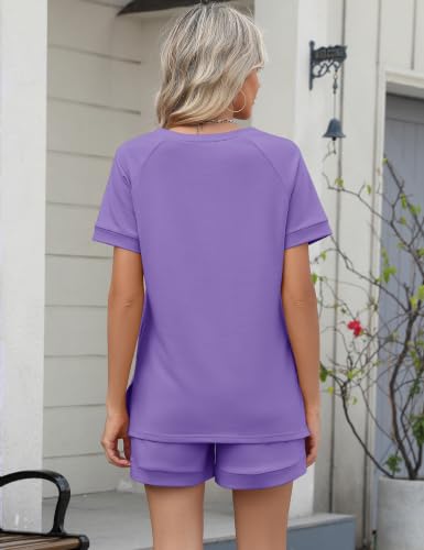 Image of LOMON Womens Two Piece Sets Summer Lounge Sets Sweatsuit Shorts Set Casual Matching Sets