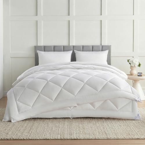 WAVVE Bettdecke 200x200 cm 2 teilig Inklusive Ganzjahresdecke 300gsm + Sommerdecke 150gsm ＝ Winterdecke 450gsm, Steppdecke Mikrofaser Weiß – Ansicht 2