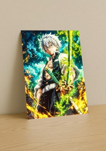 Image of NIJUKA Anime Printed A4 Size Metal sheet Poster For Home And Room Decoration | For Anime Art Fans Boys And Girls (Sanemi Shinazugawa Hashira)