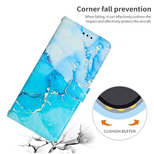 Étui clapet iPhone 15 Pro König Design bleu vert avec support ajustable - 5