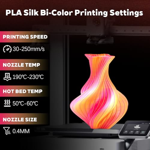 Image of Silk Dual Color Gold Peach Red PLA 1.75mm 1kg Shiny 3D Printer Filament FDM | Silk finish Bi color Gold Peach Red Coextrusion Shiny Smooth transition Neatly wound 1kg spool 2.2lbs for Bambu Prusa