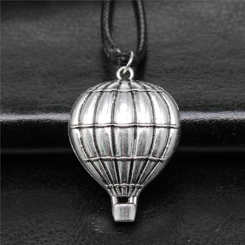 Collier chaîne en corde argenté vieilli 23x32mm cordon simili cuir - 3