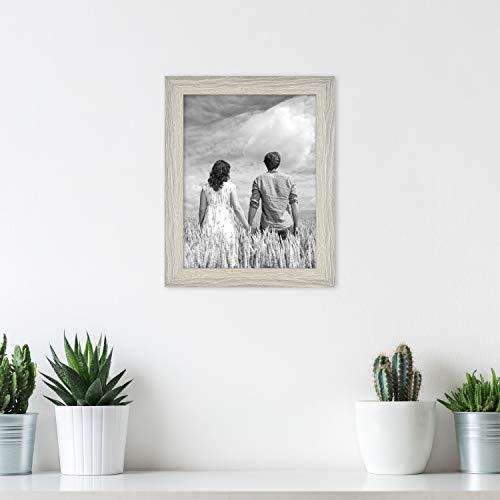 MCS Studio Gallery 8.5x11 Picture Frame Gray Woodgrain, Rectangle Photo Frame for Photos, Posters & Art Prints & Easel for Tapletop Display (4-Pack)