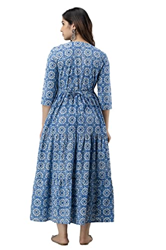 Image of Charnest Floral Printed Anarkali Maternity Kurti /Dress, Pregnancy Dress, Easy Breast Feeding, Breast Feeding Dress Zippers for Nursing Pre and Post Pregnancy