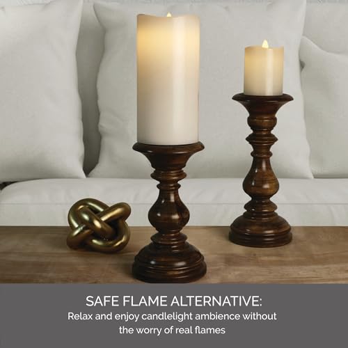 Image of Mikasa Real Wax Wavy Top Dancing Flameless Candles, Exquisite White Battery Candles for Wedding, Christmas Decorations, and Everyday, 4x8 Inch