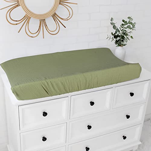 Muslin Changing Pad Cover Unisex, Solid Color Muslin Baby Changing Mats For Boys & Girls, 100% Cotton 3-Pack Breathable And Skin-Friendly Changing Table Covers, Large #TOP4