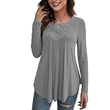 Reasoncool Damen Rundhals Fashion Oberteile Sweatshirt Langarm Loose Pendler Bluse Tops Sportshirt Gestrickter Pullover T-Shirt Basic Herbst Und Winter Laufshirt Streetwear