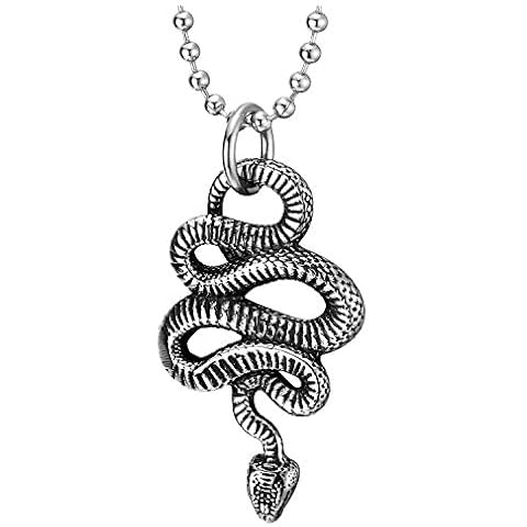 Collar COOLSTEELANDBEYOND Vintage Enroscado Cobra Serpiente Hombre Mujer Cover