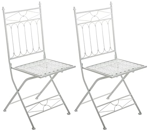 CLP Set De 2 Sillas De Balcón Asina con Función Plegable I Sillas De Jardín En Hierro Forjado...