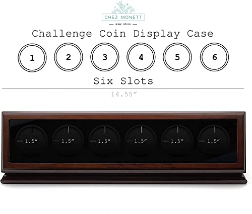Image of Challenge Coin Display Case 1.5-1.75 Inch 38-44.5 mm Coin Holder 1 Slot (Walnut, 6 Slots)