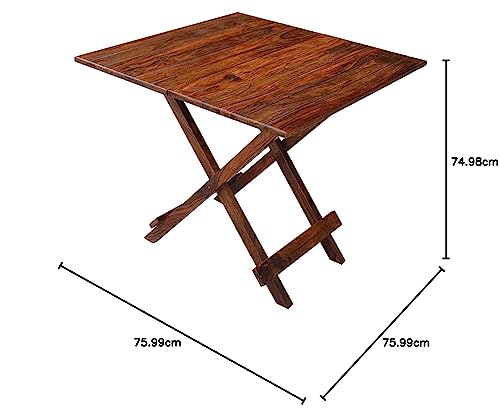 Image of BM WOOD FURNITURE Sheesham Wood Foldable Patio Dining Table | for Balcony, Garden and Outdoor | Square Table | 29 x 29 in | Brown