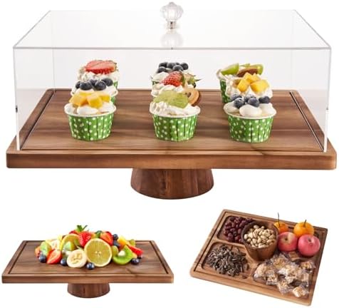 Amazon.com | LiTY Large Cake Stand with Lid, 17″ Rectangular Multi ...