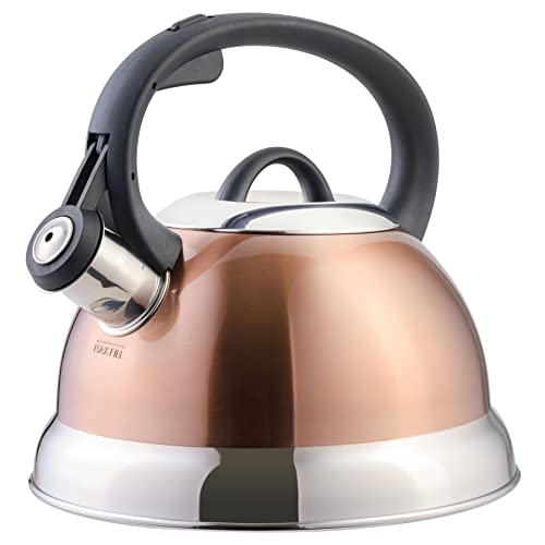 Comparison: Rose Gold Kettle 5 Mr. Coffee Flintshire Stainless Steel Whistling Tea Kettle W/Nylon Handle, 1.75-Quart, Copper
