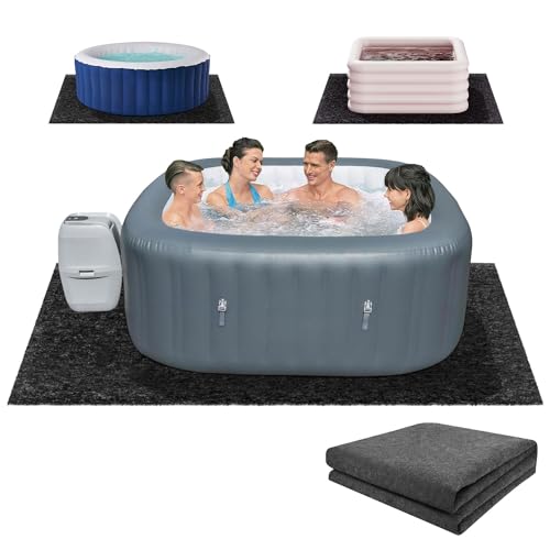 AceShow 90'' x 90" Hot Tub Mat for Inflatable Tub Floor Pad Thickened Hot Tub Pad 90 inch Indoor Mat Absorbent Spa Pool Ground Base Flooring Protector Mat for Protect Hot Tub Pool from Wear