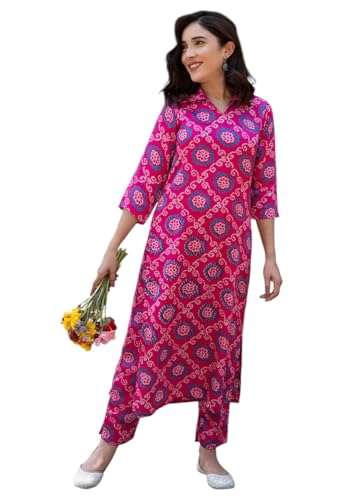 Ensemble kurta rose pour femme, la tenue fleurie idéale pour vos sorties estivales
