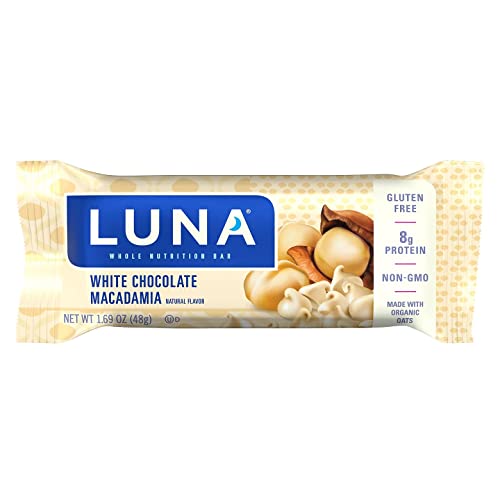 Luna Bar - Gluten Free Snack Bars - White Chocolate Macadamia Flavor -8G Of Protein - Non-Gmo - Plant-Based Wholesome Snacking - On The Go Snacks (1.69 Ounce Snack Bars, 15 Count) #TOP1