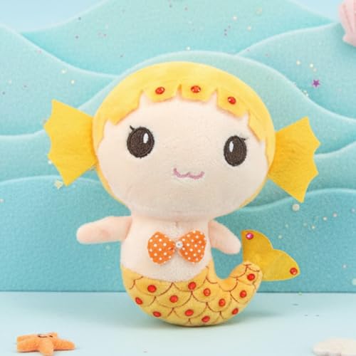 Image of Tickles Cute Mermaid Soft Stuffed Plush Animal Toy for Kids Girls Birthday Gifts (Color: Yellow Size: 20 cm)