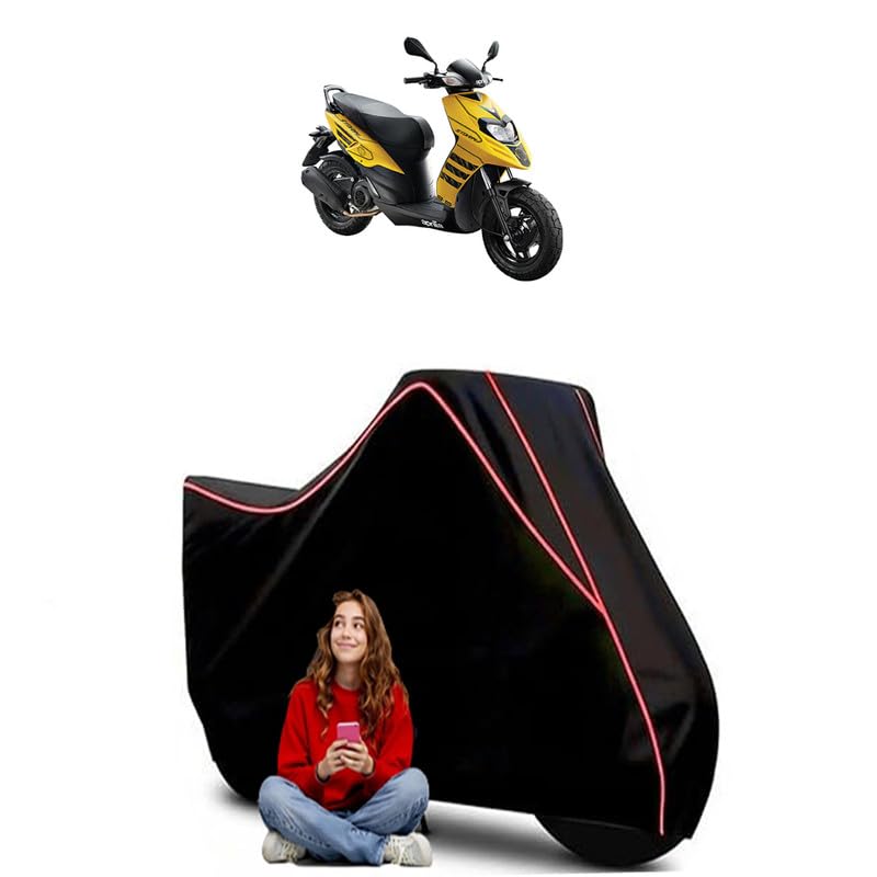 Image of RUV 350 Max Scooty Bike Cover Water Resistant Outdoor Use Universal Fit Scooters Motorcycles Heavy Duty UV Protection Dust Rain Scratch Resistant Elastic Bottom Black Blue Piping