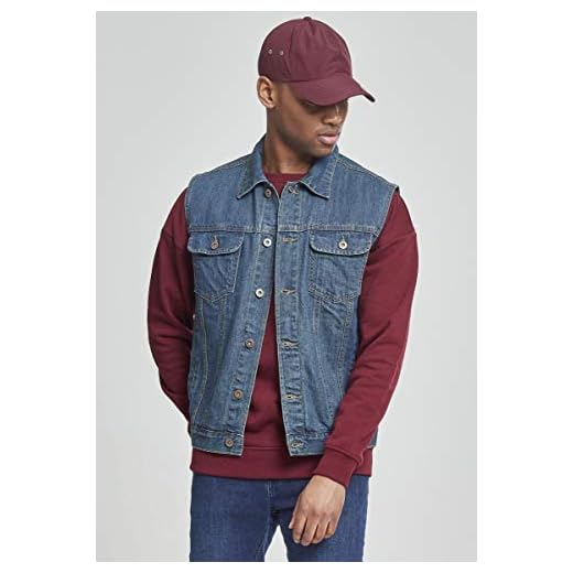 semen Herren Ärmellose Zerrissene Jeans Weste Fit Beiläufige Cowboy Denim Jacke Weste Slim Fit Beiläufige Weste Jeansweste (XL, Blau) 4 Urban Classics Jeansweste "Denim Vest", Größe: XXL, Farbe: lightblue