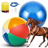 Lunmon 2 Pcs 25 Inch Herding Ball for Horse Goat Anti Burst Ball Large Giant Play Toy for Horses Stall Training, Hand Air Pump Included(Colorful)