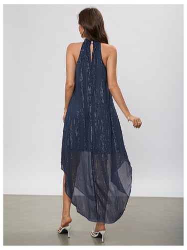 Image of Verdusa Women's Wedding Guest Dress Halter Flowy Chiffon Asymmetrical Long Summer Prom Dress