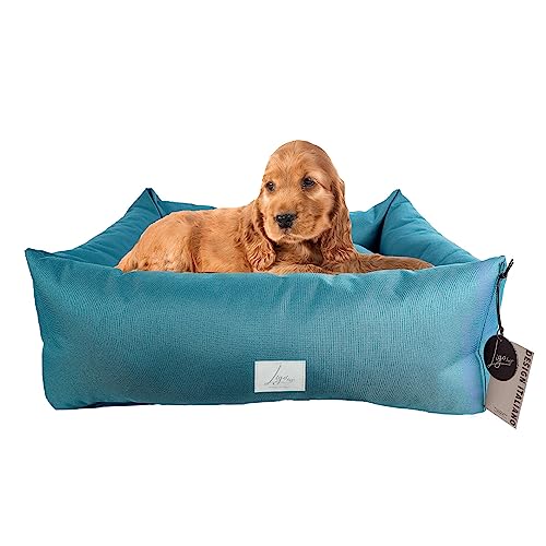 Ligo Buddy - Cuccia per cani Lettino per cani idrorepellente antigraffio, realizzata in Italia. Cuscino per Cane tessuto impermeabile robusto uso interno ed esterno. (XS: 50 X 60 cm, PETROLIO)