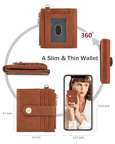 Image of Keychain Wallet Wristlet for Women,RFID Small Wallet | Wallet Wristlet with Zipper Coin Pocket,Vegan Leather Card Wallets for Women, 2 ID Window,Gift