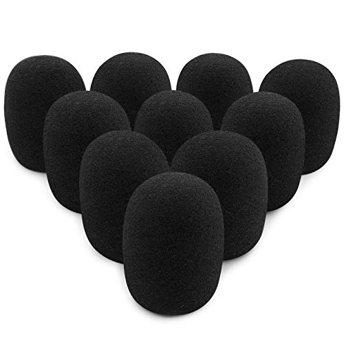 Colorful Handheld Stage,Thick Microphone Windscreen Foam Cover Karaoke Dj Mic Wind Covers Top Grade Washable for Ktv Stage Device Performance Outdoor Activities Headset 10 Pack (Black)
