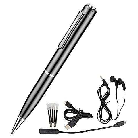 Think Gizmos Digital Recorder Pen - 32GB Voice Recorder for Meetings, Interviews, Classes & Lectures. USB Rechargable Battery, Music Playback, One Click Recording Cover