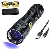 DARKBEAM UV Flashlight 365nm Black Light, 3 LED Ultraviolet Flashlights 20W Powerful Woods Lamps, USB-C Rechargeable UV Light - for Pet Urine Detection, Money, AC Sistem, Blood Tracking, Resin Curing