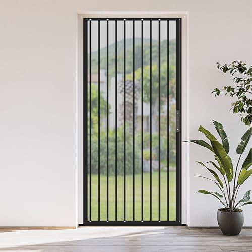 Mondaria Retractable Screen Door, 36' x 80' Aluminum Sliding Door with Lock, Magnetic Closure for Front & Patio Doors, Pet Proof (Black)
