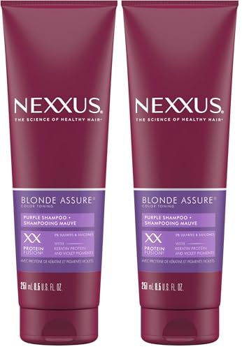 Nexxus Blonde Assure Purple Shampoo, For Blonde Hair Color Care Shampoo, Keratin Protein 8.5 oz, (Pack of 2)