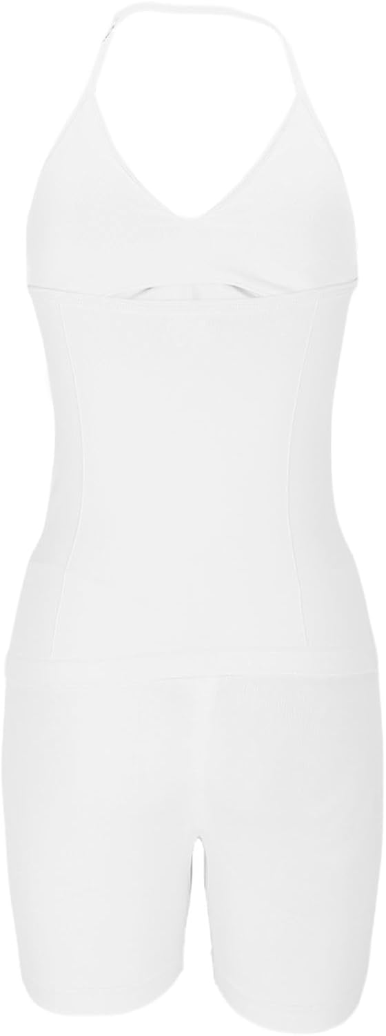 HGps8w 2 Piece Workout Sets for Women Seamless Padded Halter Tank Top and High Waisted Booty Gym Shorts Tracksuit Outfits