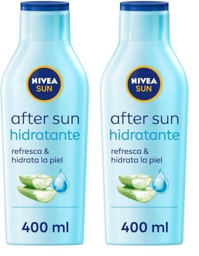 NIVEA SUN After Sun Loción Hidratante (1 x 400 ml), loción calmante para el cuidado de la piel tras la exposición al sol, cuidado solar con aloe vera (Paquete de 2)