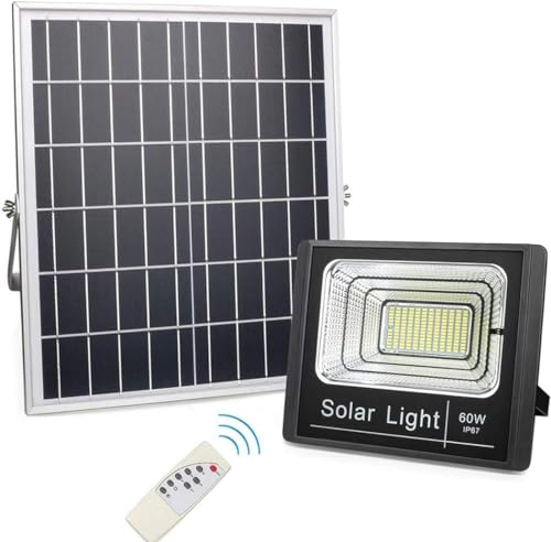Projecteur de sécurité solaire 60W étanche IP67 avec minuterie automatique extérieure