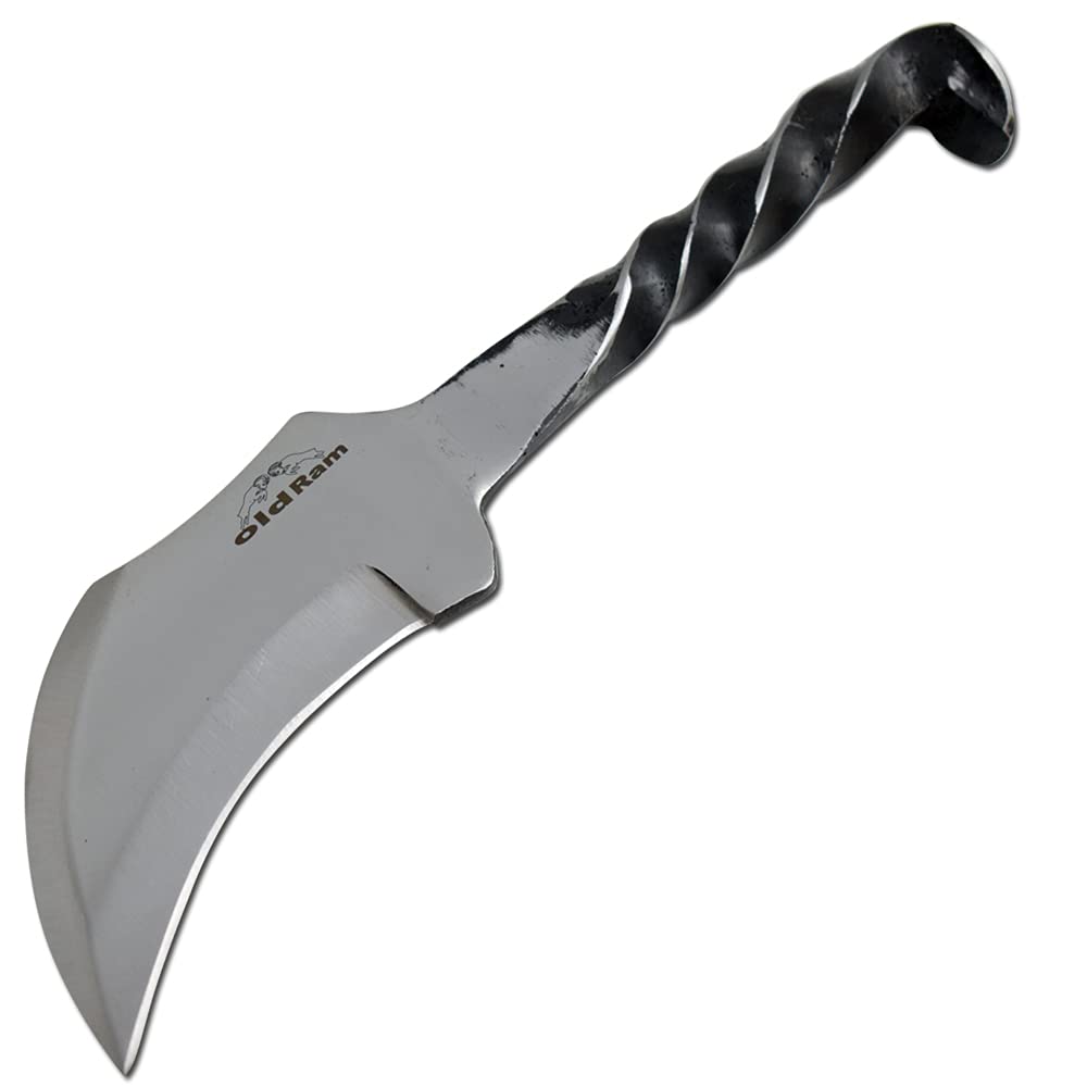 Old Ram Railroad Spike High Carbon Steel Blade Fix Blade Knife with Leather Carrying Case. (5052)